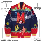 customized maryland terrapins spongebob playtime red blue varsity jacket best selling