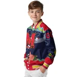 customized maryland terrapins spongebob playtime red blue varsity jacket best selling