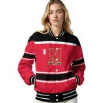 customized maryland terrapins stripe statement red black varsity jacket best selling