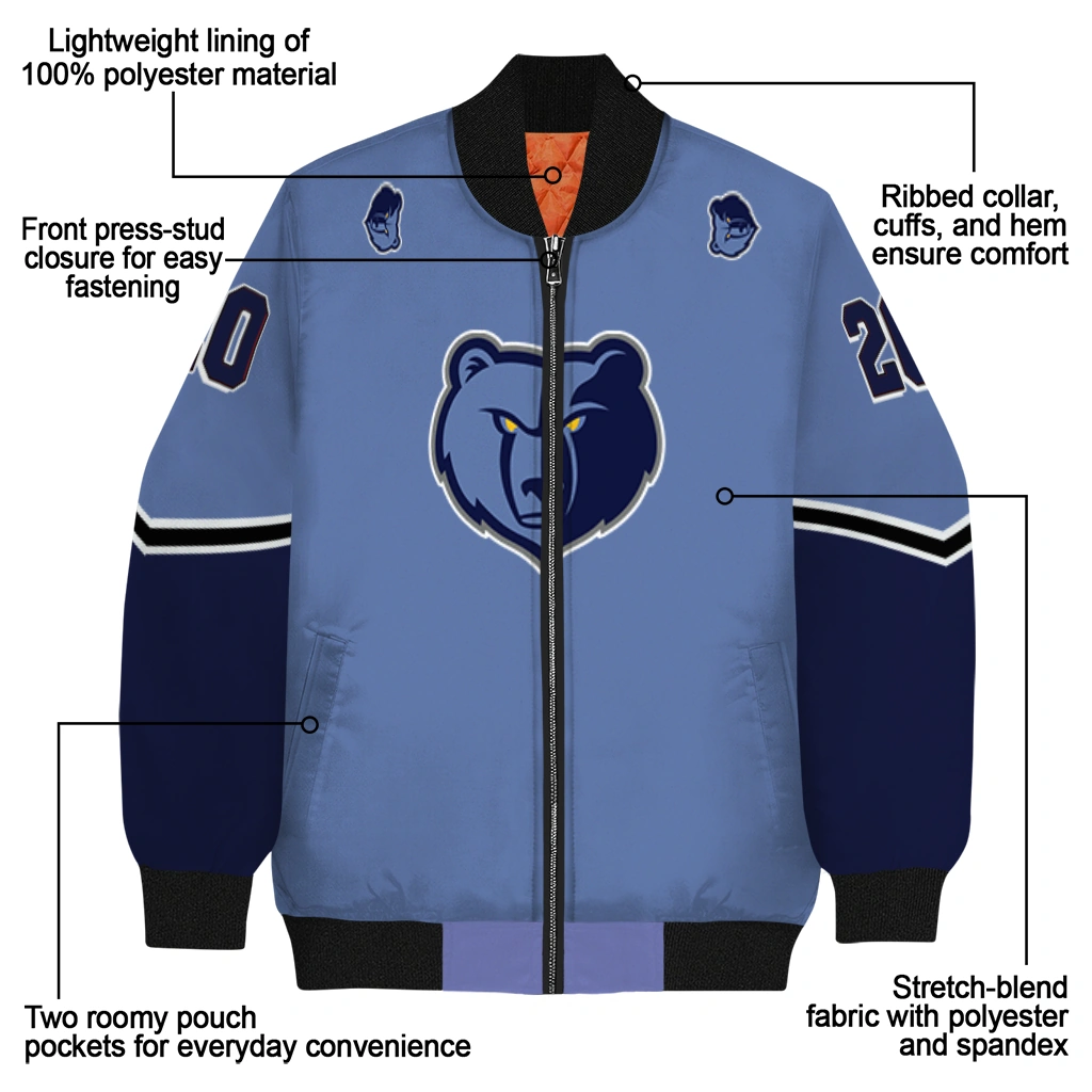 customized memphis grizzlies chevron style blue bomber jacket new arrival customized memphis grizzlies chevron style blue bomber jacket new arrival