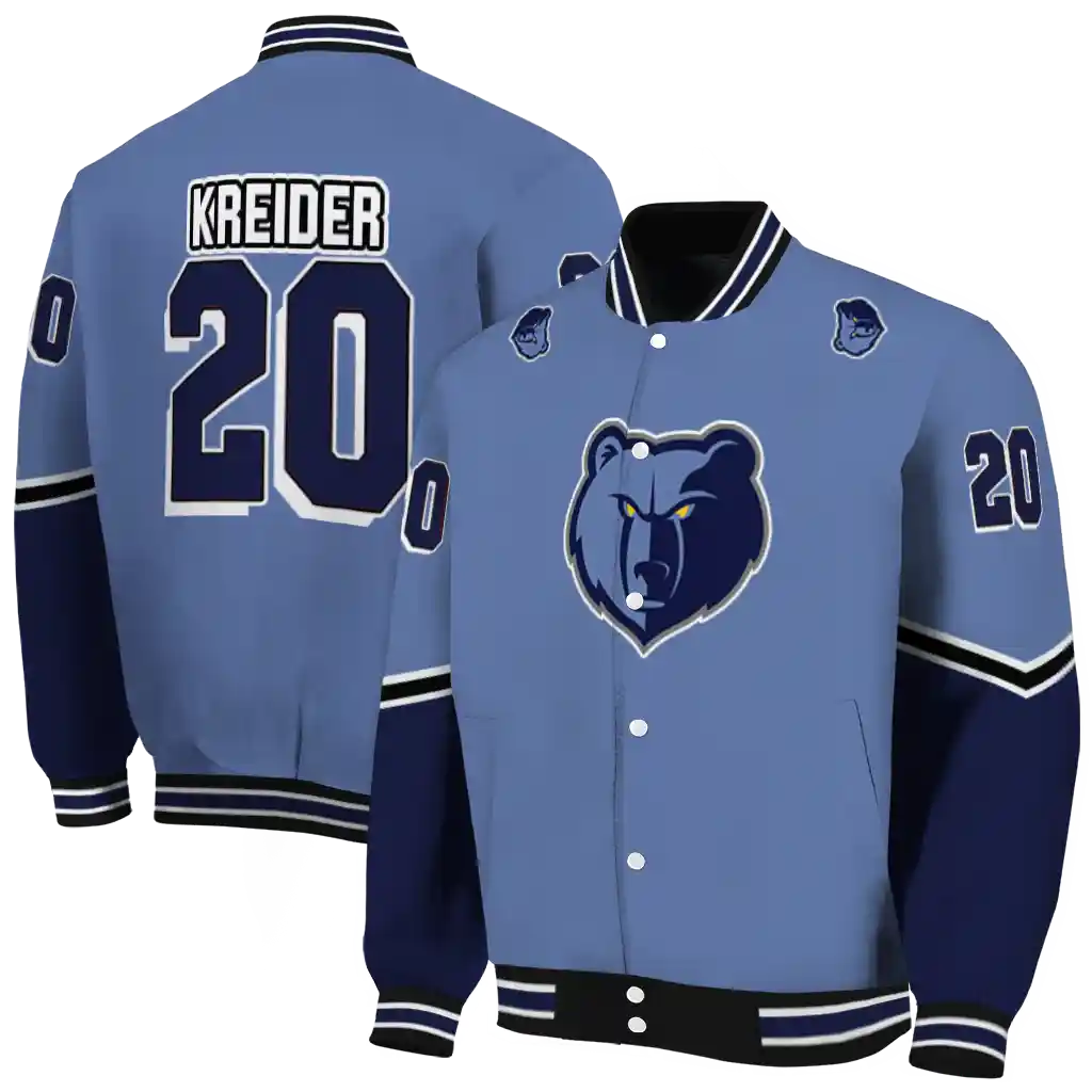 customized memphis grizzlies chevron style blue varsity jacket fashion forward customized memphis grizzlies chevron style blue varsity jacket fashion forward