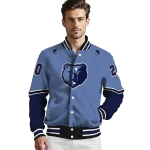 customized memphis grizzlies chevron style blue varsity jacket best selling