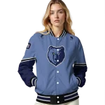 customized memphis grizzlies chevron style blue varsity jacket best selling