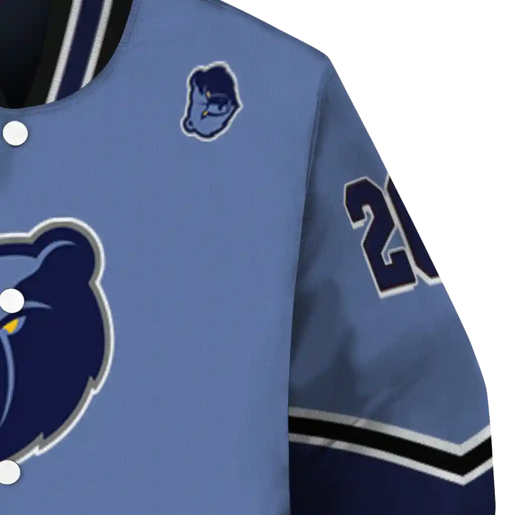 customized memphis grizzlies chevron style blue varsity jacket premium grade customized memphis grizzlies chevron style blue varsity jacket premium grade