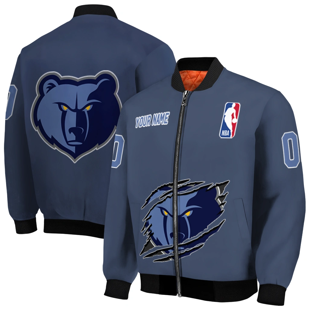 customized memphis grizzlies claw slash blue bomber jacket best selling customized memphis grizzlies claw slash blue bomber jacket best selling