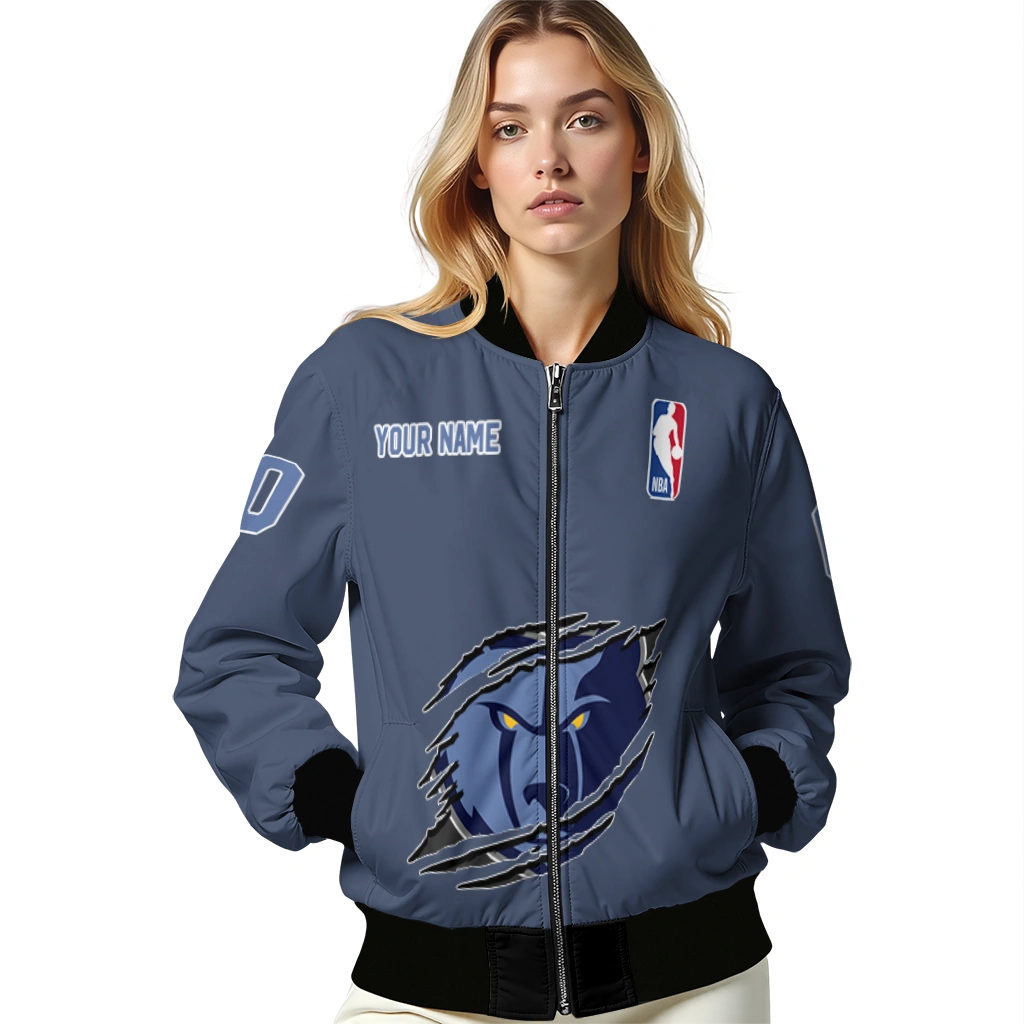 customized memphis grizzlies claw slash blue bomber jacket latest model customized memphis grizzlies claw slash blue bomber jacket latest model