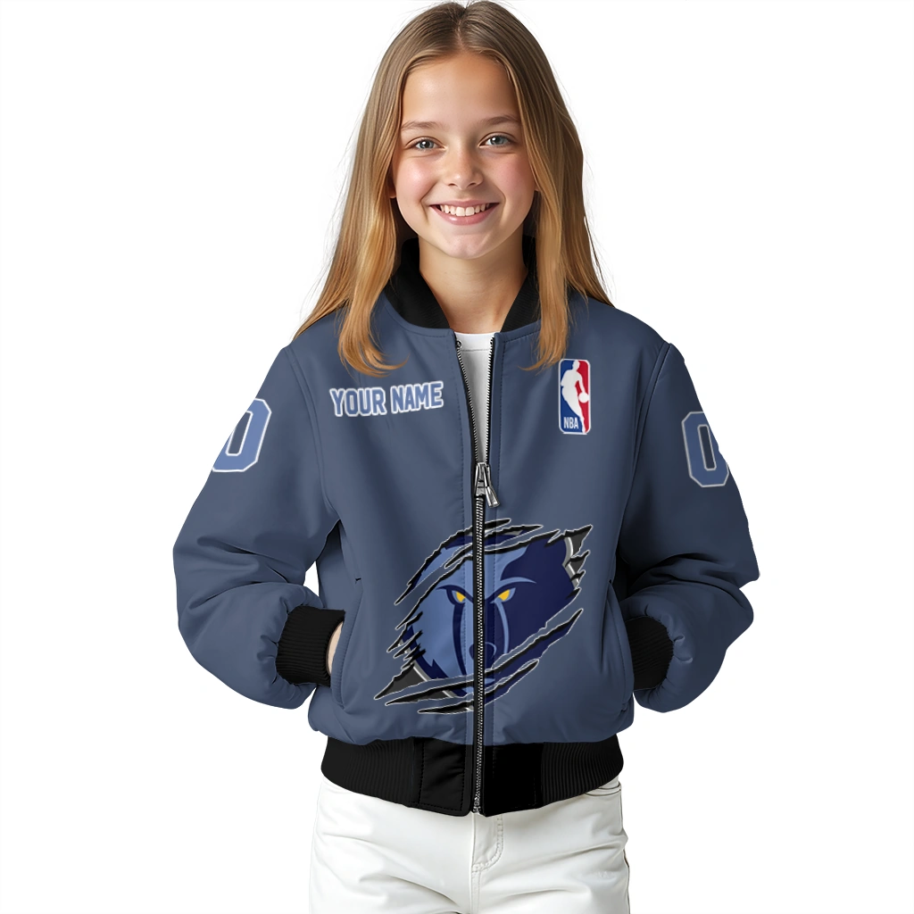 customized memphis grizzlies claw slash blue bomber jacket top rated customized memphis grizzlies claw slash blue bomber jacket top rated