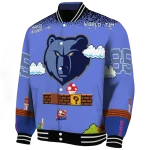 customized memphis grizzlies mario blocks blue black varsity jacket best selling