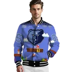 customized memphis grizzlies mario blocks blue black varsity jacket best selling