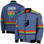 customized memphis grizzlies rainbow jersey number blue bomber jacket best selling