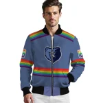 customized memphis grizzlies rainbow jersey number blue bomber jacket best selling