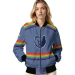 customized memphis grizzlies rainbow jersey number blue bomber jacket best selling