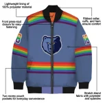 customized memphis grizzlies rainbow jersey number blue bomber jacket best selling