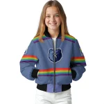 customized memphis grizzlies rainbow jersey number blue bomber jacket best selling
