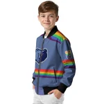 customized memphis grizzlies rainbow jersey number blue bomber jacket best selling