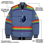 customized memphis grizzlies rainbow jersey number blue varsity jacket best selling