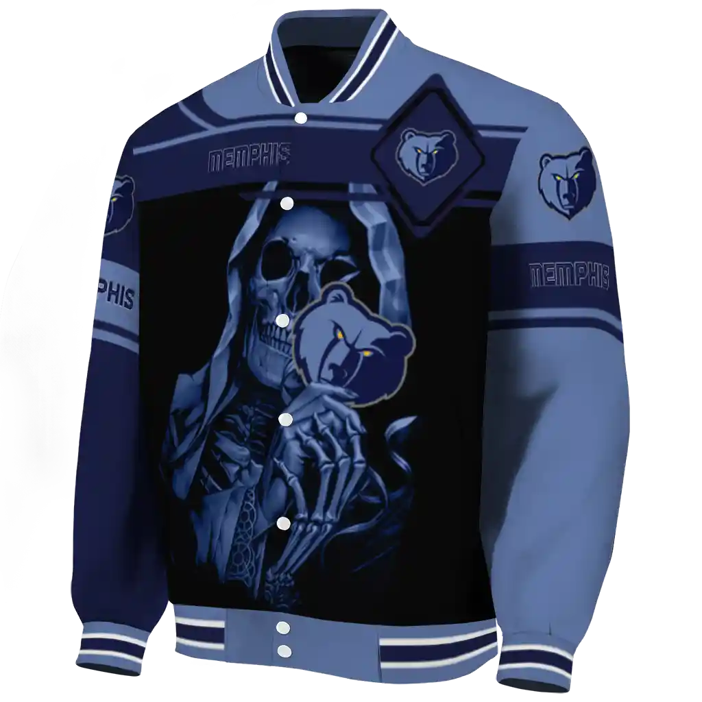 customized memphis grizzlies reaper hands blue black varsity jacket best selling customized memphis grizzlies reaper hands blue black varsity jacket best selling