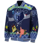 customized memphis grizzlies spongebob playtime blue varsity jacket best selling