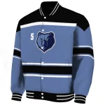 customized memphis grizzlies stripe statement blue black varsity jacket best selling