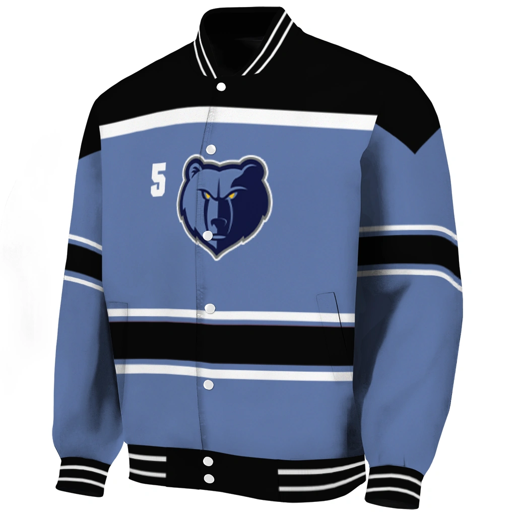 customized memphis grizzlies stripe statement blue black varsity jacket best selling customized memphis grizzlies stripe statement blue black varsity jacket best selling