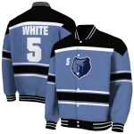 customized memphis grizzlies stripe statement blue black varsity jacket best selling