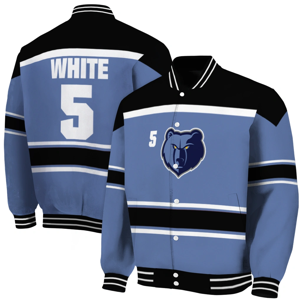 customized memphis grizzlies stripe statement blue black varsity jacket fashion forward customized memphis grizzlies stripe statement blue black varsity jacket fashion forward
