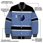 customized memphis grizzlies stripe statement blue black varsity jacket best selling