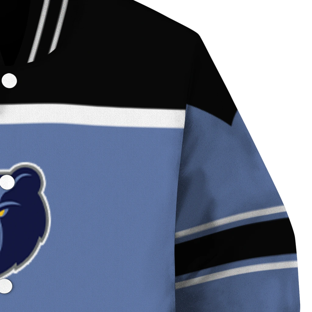 customized memphis grizzlies stripe statement blue black varsity jacket premium grade customized memphis grizzlies stripe statement blue black varsity jacket premium grade