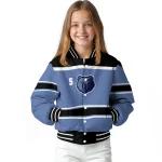 customized memphis grizzlies stripe statement blue black varsity jacket best selling