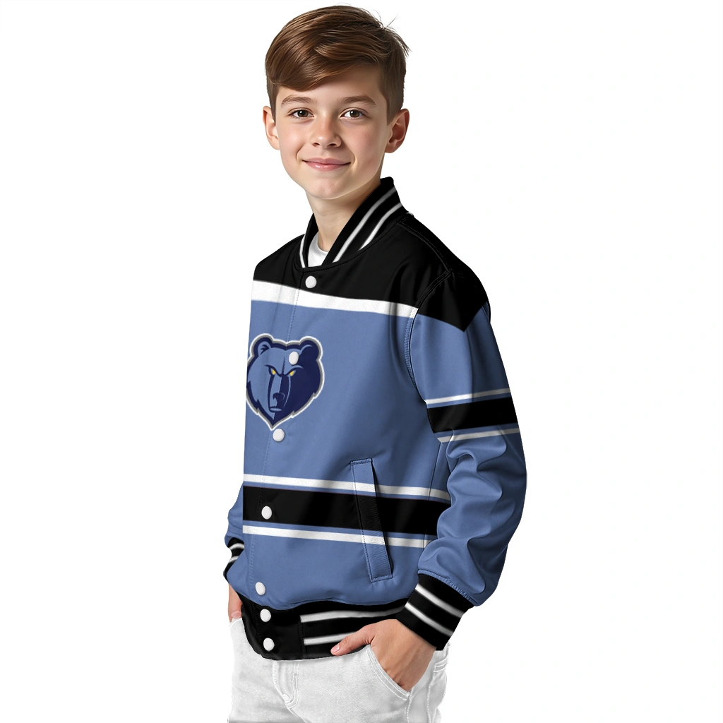 customized memphis grizzlies stripe statement blue black varsity jacket trendy customized memphis grizzlies stripe statement blue black varsity jacket trendy