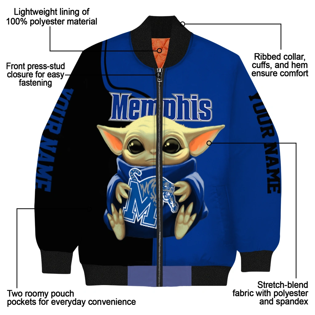 customized memphis tigers adorable yoda blue black bomber jacket new arrival customized memphis tigers adorable yoda blue black bomber jacket new arrival