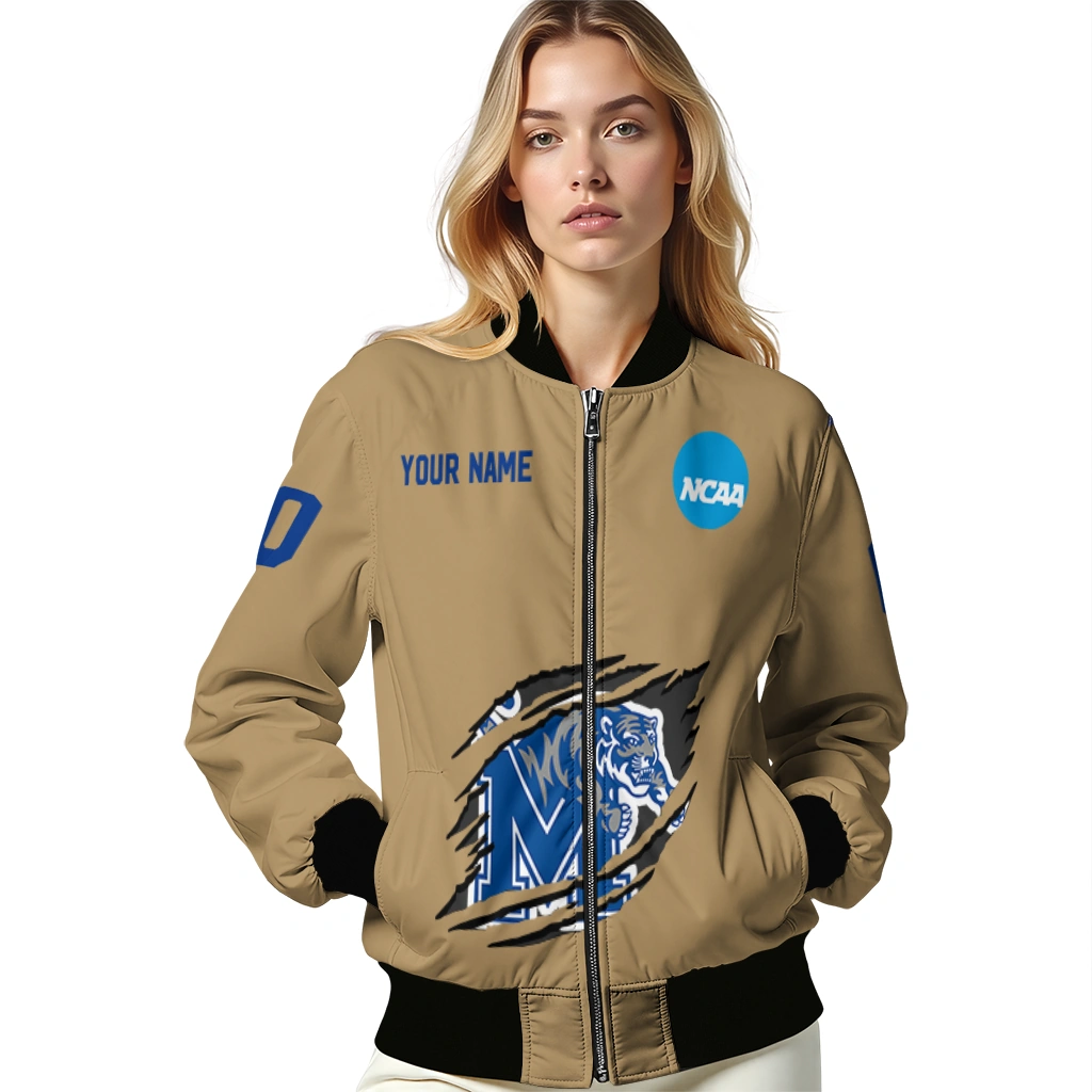 customized memphis tigers claw effect beige bomber jacket latest model customized memphis tigers claw effect beige bomber jacket latest model
