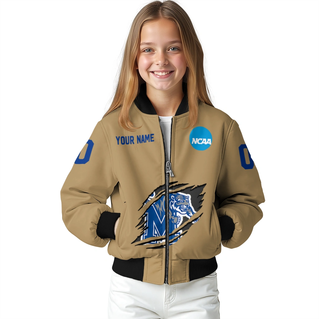 customized memphis tigers claw effect beige bomber jacket top rated customized memphis tigers claw effect beige bomber jacket top rated