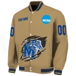 customized memphis tigers claw effect beige varsity jacket best selling