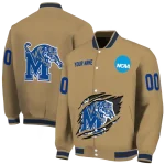 customized memphis tigers claw effect beige varsity jacket best selling