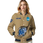customized memphis tigers claw effect beige varsity jacket best selling