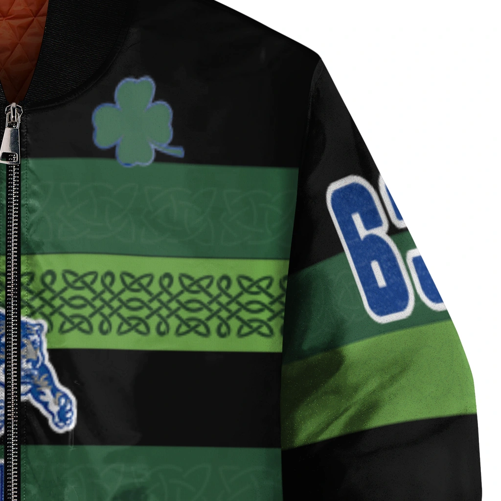 customized memphis tigers clover green lines green black bomber jacket premium grade customized memphis tigers clover green lines green black bomber jacket premium grade