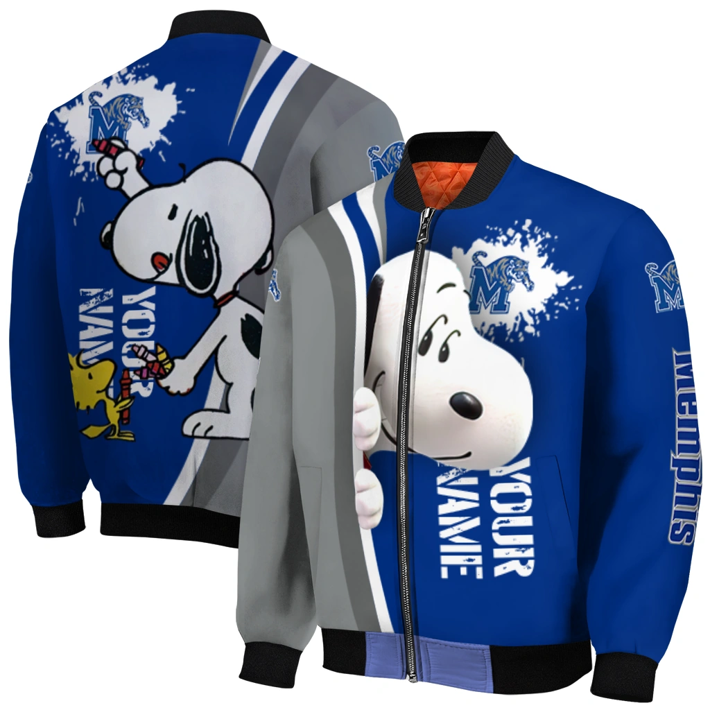 customized memphis tigers snoopy head blue bomber jacket best selling customized memphis tigers snoopy head blue bomber jacket best selling