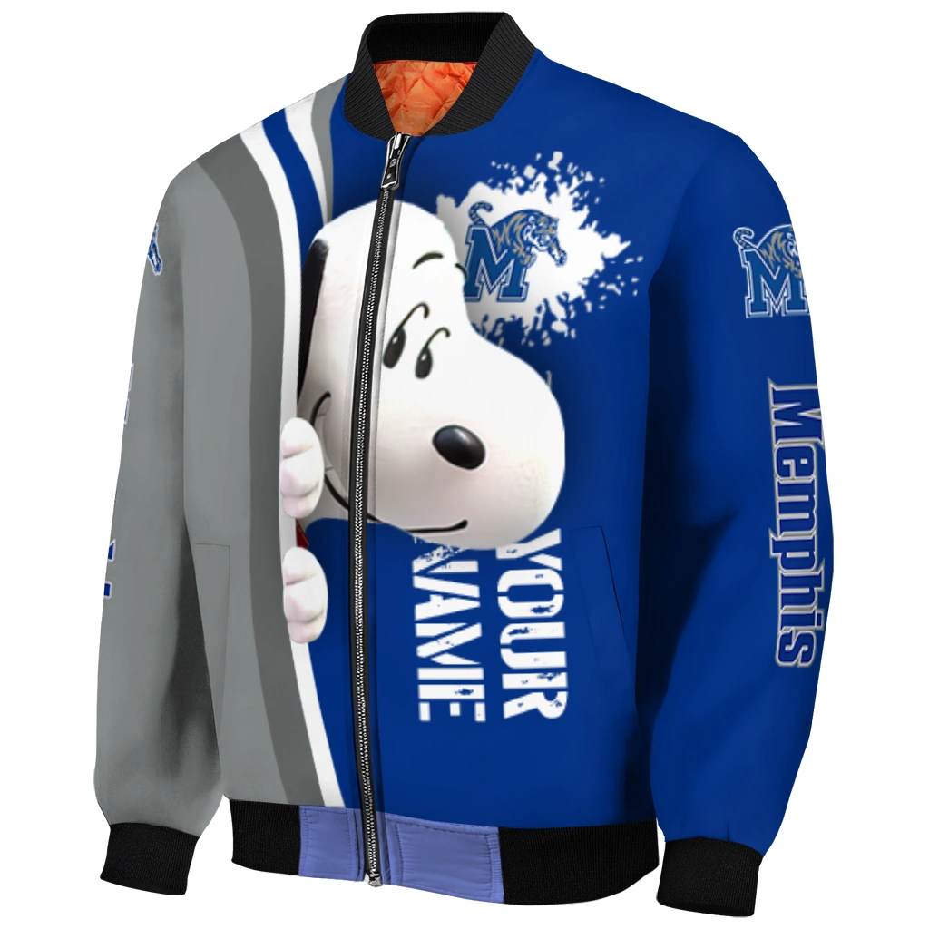customized memphis tigers snoopy head blue bomber jacket fashion forward customized memphis tigers snoopy head blue bomber jacket fashion forward