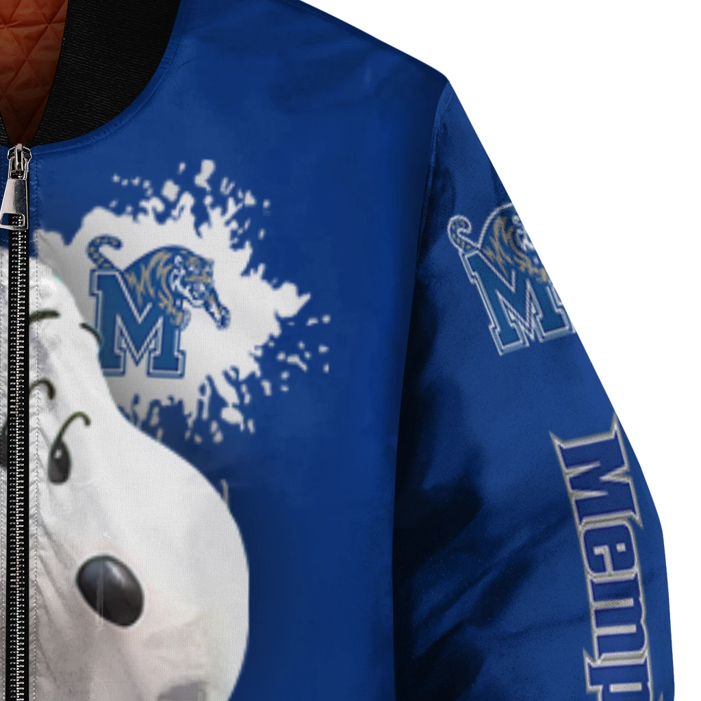 customized memphis tigers snoopy head blue bomber jacket premium grade customized memphis tigers snoopy head blue bomber jacket premium grade