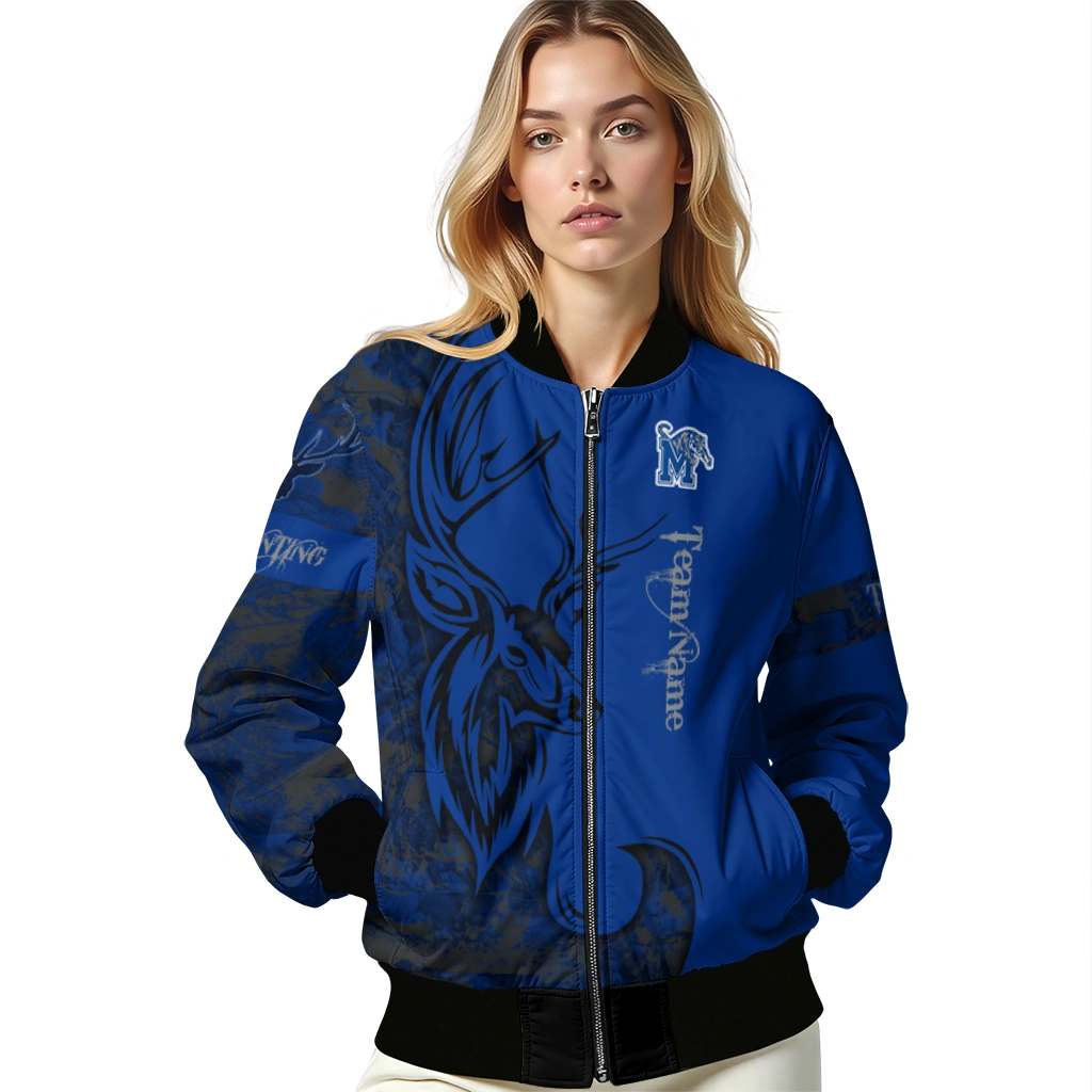 customized memphis tigers tribal deer art blue bomber jacket latest model customized memphis tigers tribal deer art blue bomber jacket latest model