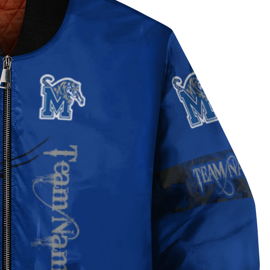 customized memphis tigers tribal deer art blue bomber jacket premium grade customized memphis tigers tribal deer art blue bomber jacket premium grade