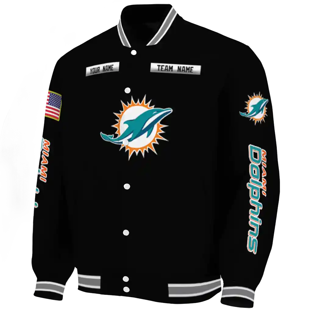 customized miami dolphins american flag skull black varsity jacket best selling customized miami dolphins american flag skull black varsity jacket best selling