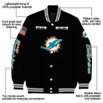 customized miami dolphins american flag skull black varsity jacket best selling