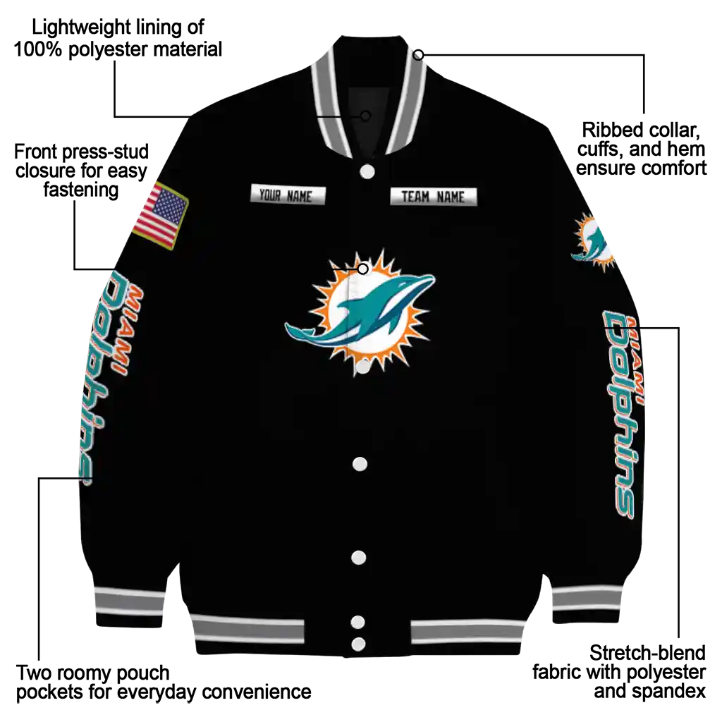 customized miami dolphins american flag skull black varsity jacket new arrival customized miami dolphins american flag skull black varsity jacket new arrival