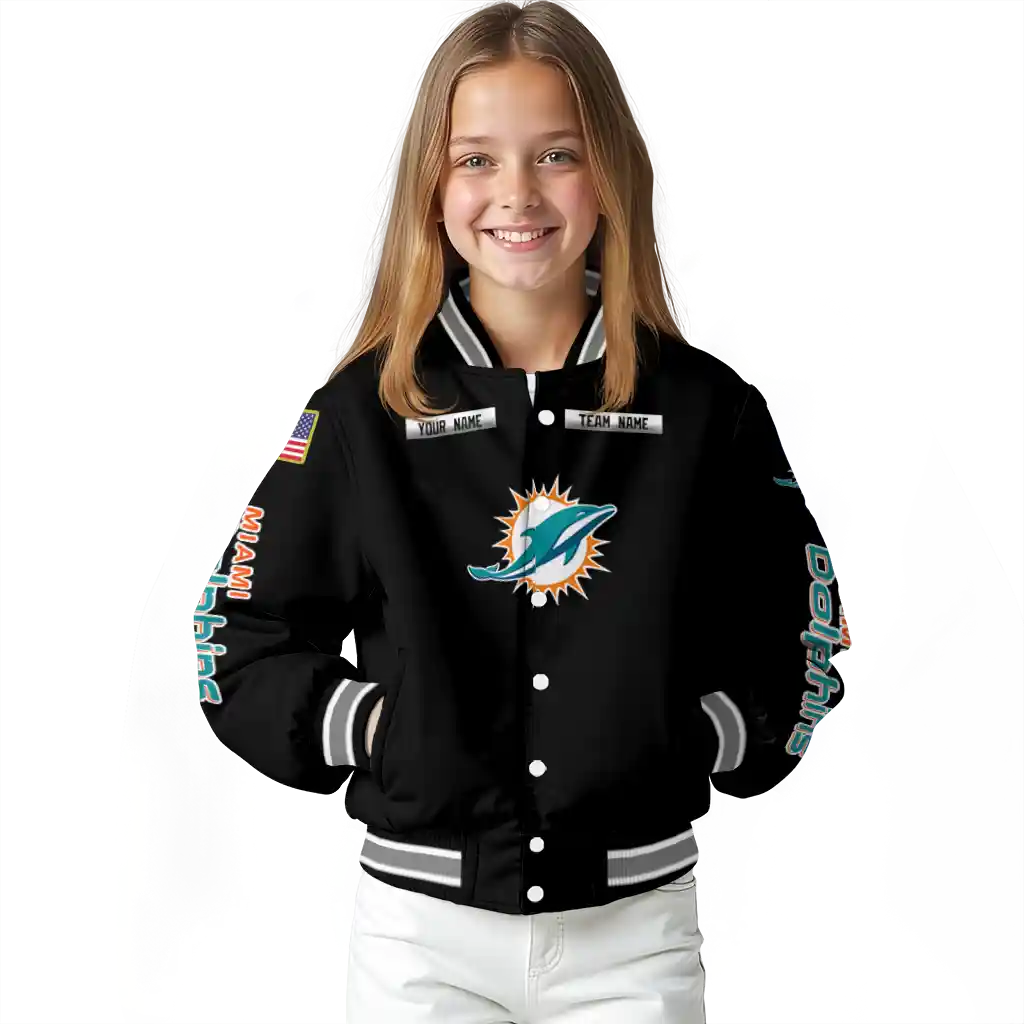 customized miami dolphins american flag skull black varsity jacket top rated customized miami dolphins american flag skull black varsity jacket top rated