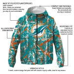 customized miami dolphins brushstroke pattern aqua windbreaker jacket best selling