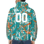 customized miami dolphins brushstroke pattern aqua windbreaker jacket best selling