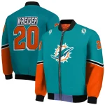 customized miami dolphins chevron style aqua bomber jacket best selling