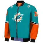 customized miami dolphins chevron style aqua bomber jacket best selling